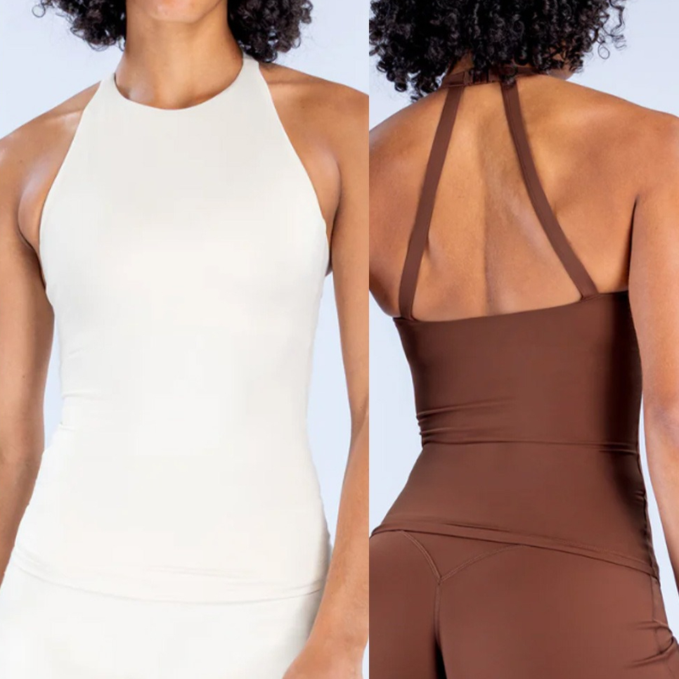 Pilates Yoga Wear - Женский топ-халтер с встроенным спортивным бюстгальтером,
