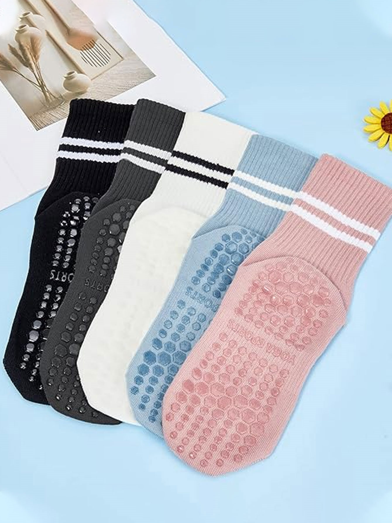 3 пары носков для йоги, нескол – обзор и цена Pilates Yoga Grip Socks